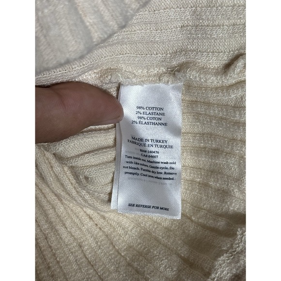 Faherty Women's Ribbed Tank Top Medium Cream Cotton Blend Sleeveless Scoop Neck - Picture 4 of 8